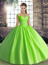 Sleeveless Tulle Floor Length Lace Up Quinceanera Gown in with Beading