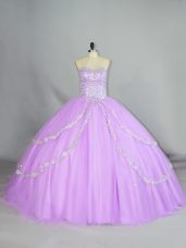 Extravagant Lavender Ball Gown Prom Dress Tulle Sleeveless Appliques