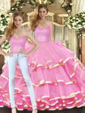 Superior Sweetheart Sleeveless Organza 15 Quinceanera Dress Ruffled Layers Lace Up