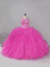 Ball Gowns Sleeveless Fuchsia 15th Birthday Dress Lace Up