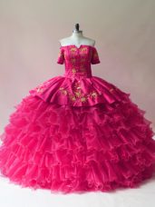 Floor Length Ball Gowns Sleeveless Fuchsia 15th Birthday Dress Lace Up