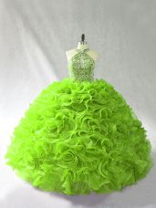Glittering Sleeveless Beading and Ruffles Lace Up Sweet 16 Dress