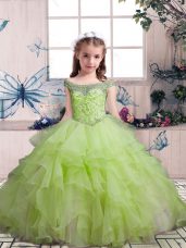 Popular Sleeveless Beading and Ruffles Lace Up Girls Pageant Dresses