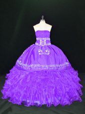 Trendy Floor Length Ball Gowns Sleeveless Lavender 15 Quinceanera Dress Lace Up