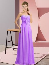 New Arrival Floor Length Empire Sleeveless Lavender Prom Dress Lace Up