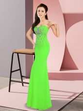 Dramatic Zipper Celebrity Dress Beading Sleeveless Floor Length