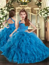 Sleeveless Lace Up Floor Length Ruffles Pageant Gowns For Girls