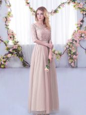 Half Sleeves Lace and Belt Side Zipper Quinceanera Court of Honor Dress