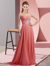 Clearance Sleeveless Lace Up Floor Length Beading