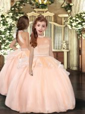 Eye-catching Beading Pageant Dresses Peach Backless Sleeveless Floor Length