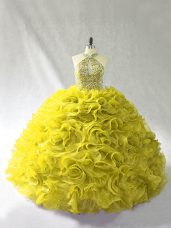 Lace Up 15 Quinceanera Dress Olive Green for Sweet 16 and Quinceanera with Beading and Ruffles Brush Train