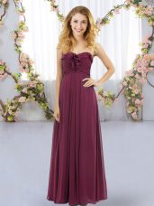 Ruffles Wedding Party Dress Burgundy Lace Up Sleeveless Floor Length