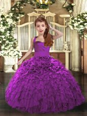 Stylish Sleeveless Ruffles Lace Up Girls Pageant Dresses