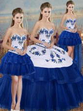 Free and Easy Sweetheart Sleeveless Tulle 15 Quinceanera Dress Embroidery and Bowknot Lace Up