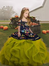 Sleeveless Embroidery and Ruffles Lace Up Child Pageant Dress