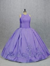 Fancy Lavender Scoop Neckline Embroidery Sweet 16 Dress Sleeveless Zipper
