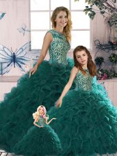 Charming Organza Sleeveless Floor Length Sweet 16 Quinceanera Dress and Beading and Ruffles