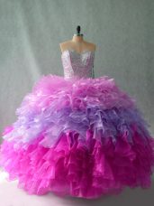 Delicate Multi-color Quinceanera Dress Sweet 16 and Quinceanera with Beading and Ruffles Sweetheart Sleeveless Lace Up