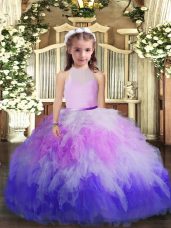 Floor Length Backless Pageant Gowns Multi-color for Party and Sweet 16 and Wedding Party with Ruffles