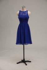 Royal Blue Sleeveless Lace Knee Length Prom Dresses