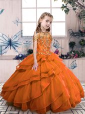 Sleeveless Beading Lace Up Little Girls Pageant Dress