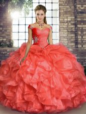 New Style Organza Sleeveless Floor Length Vestidos de Quinceanera and Beading and Ruffles