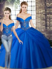 Excellent Sleeveless Brush Train Beading and Pick Ups Lace Up 15 Quinceanera Dress