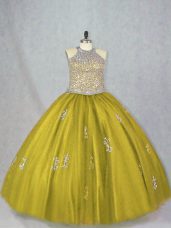 New Arrival Sleeveless Lace Up Floor Length Beading and Appliques Vestidos de Quinceanera