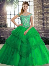 Discount Sleeveless Brush Train Beading and Lace Lace Up Vestidos de Quinceanera