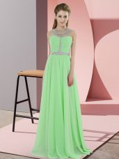 Floor Length Womens Party Dresses Chiffon Sleeveless Beading