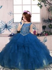 Sleeveless Beading and Ruffles Zipper Little Girls Pageant Gowns