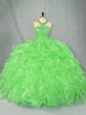 Floor Length Zipper Ball Gown Prom Dress for Sweet 16 and Quinceanera with Beading and Ruffles