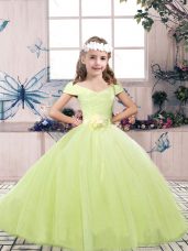 Yellow Green Sleeveless Tulle Lace Up Pageant Dress for Girls for Party and Wedding Party