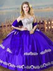 Blue Sleeveless Beading and Embroidery Floor Length Sweet 16 Dresses