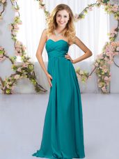 Simple Chiffon Sleeveless Floor Length Dama Dress and Beading