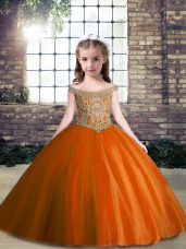 High Class Floor Length Ball Gowns Sleeveless Rust Red High School Pageant Dress Lace Up