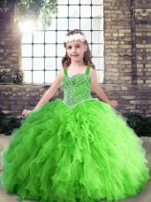 Sleeveless Beading and Ruffles Floor Length Little Girls Pageant Dress Wholesale