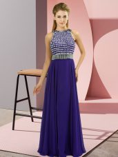 On Sale Floor Length Empire Sleeveless Purple Evening Dress Side Zipper