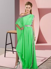 Green Celebrity Inspired Dress Prom and Party with Sequins One Shoulder Sleeveless Side Zipper