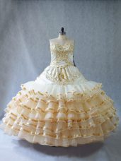 Charming Sleeveless Lace Up Floor Length Embroidery and Ruffled Layers Quinceanera Dresses