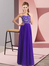 Perfect Purple Evening Dress Prom and Party with Beading Sweetheart Sleeveless Lace Up