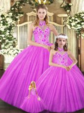 Sleeveless Embroidery Lace Up Ball Gown Prom Dress