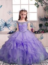 Fashion Sleeveless Beading and Ruffles Lace Up Girls Pageant Dresses