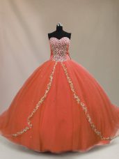 Orange Sleeveless Beading Lace Up Quinceanera Dresses