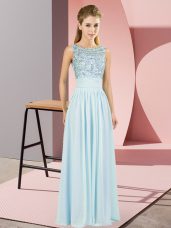 Dynamic Scoop Sleeveless Chiffon Prom Evening Gown Beading Backless