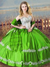 Spectacular Green Sleeveless Beading and Embroidery Floor Length Sweet 16 Quinceanera Dress