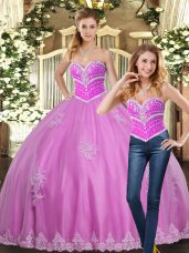 Romantic Floor Length Lilac Vestidos de Quinceanera Sweetheart Sleeveless Lace Up