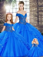 Tulle Sleeveless Floor Length Quinceanera Dresses and Beading and Ruffles