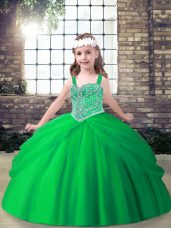 Lace Up Straps Beading and Pick Ups Custom Made Pageant Dress Tulle Sleeveless