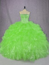 Quinceanera Gown Sweet 16 and Quinceanera with Beading and Ruffles Strapless Sleeveless Lace Up